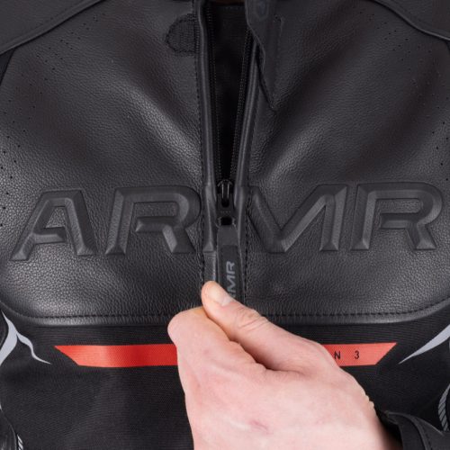ARMR Raiden 3.0 Motoros Bőrkabát Fekete/PIROS