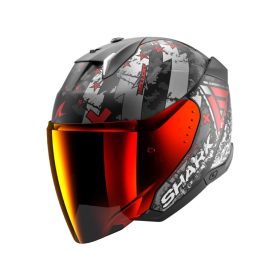   SKWAL I3 JET HELLCAT MAT BUKÓSISAK BEÉPÍTETT FÉKLÁMPÁVAL +PLEXIVEL,MATT FEKETE-KRÓM-PIROS