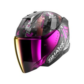   SKWAL I3 JET HELLCAT MAT BUKÓSISAK BEÉPÍTETT FÉKLÁMPÁVAL +PLEXIVEL,MATT FEKETE-KRÓM-RÓZSASZÍN