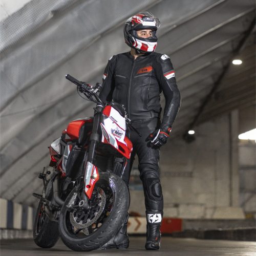 Oxford Cypher 1.0 Motoros Bőrkabát Fekete/Fehér/Piros