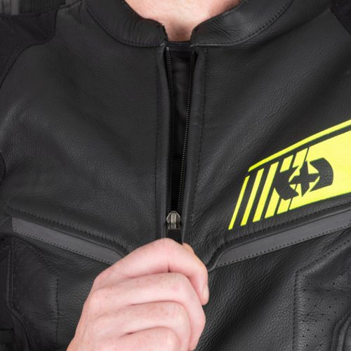 Oxford Cypher 1.0 Motoros Bőrkabát Fekete/Fluo