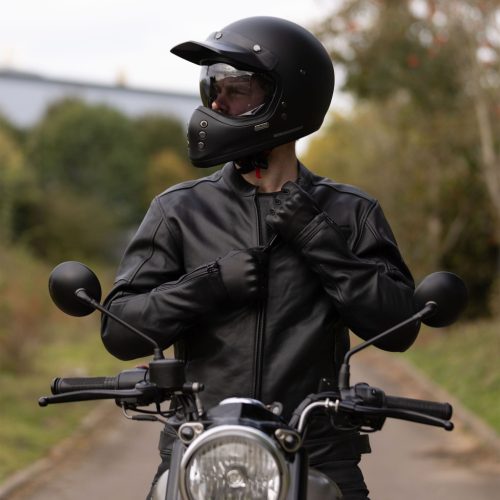 Oxford Henlow Motoros Bőrkabát Fekete
